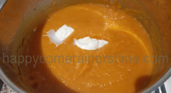Soup with greek yoghurt added.