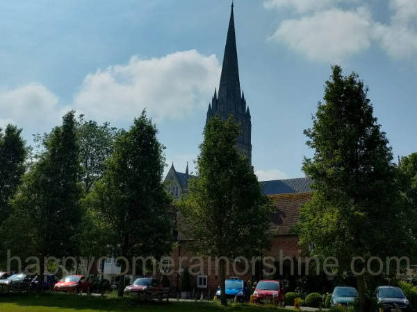View of the Cathedral from Cathedral Close in Salisbury, UK.